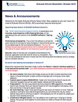Image of the OutLook OnLine October 2018 Newsletter