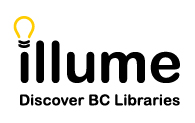 Illume word with lightbulb as the dot on the i. Below is the tagline Discover BC Libraries.